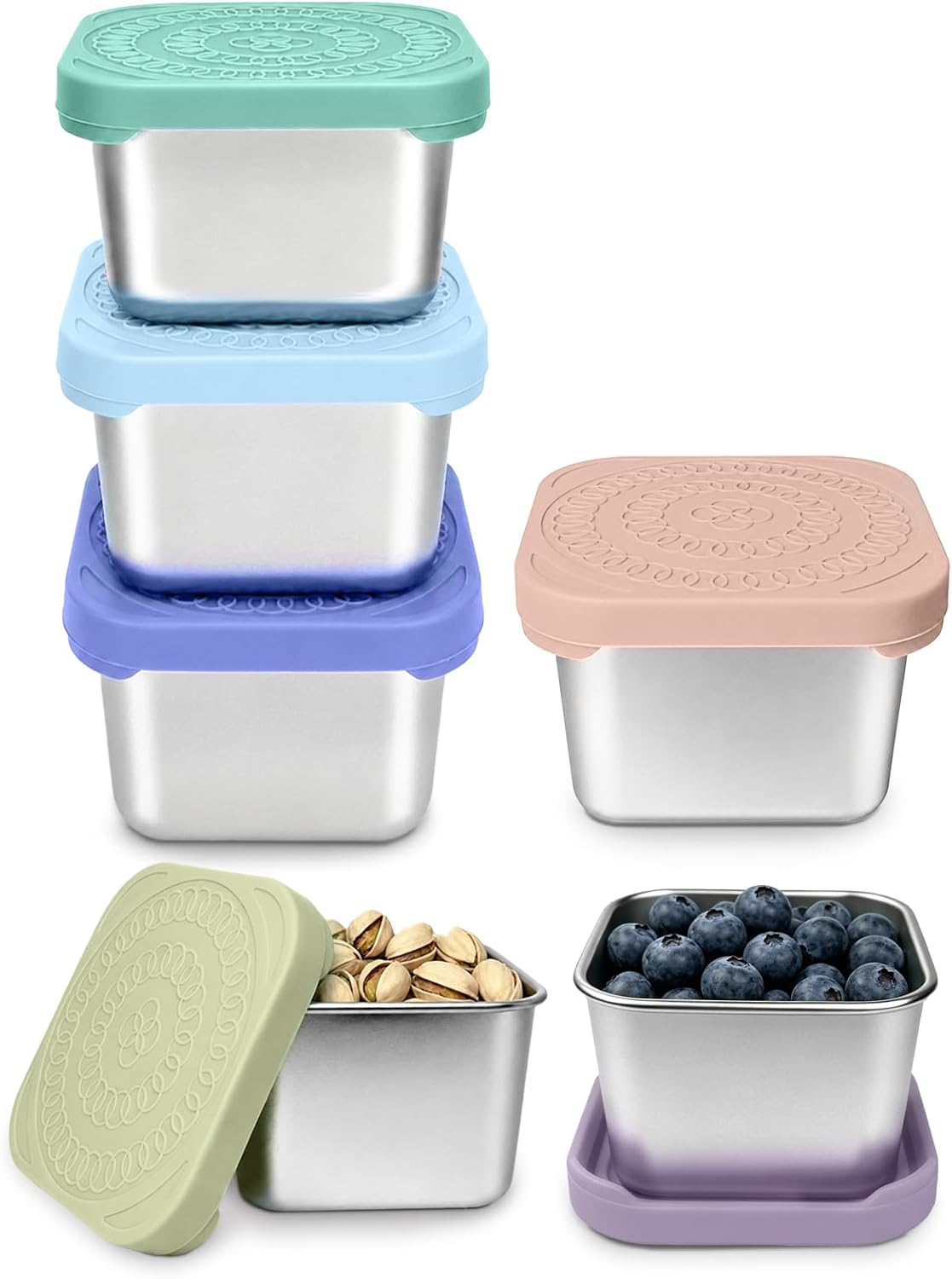 HTEVW 6 Pack Stainless Steel Snack Containers for Kids, 6 oz Food Container