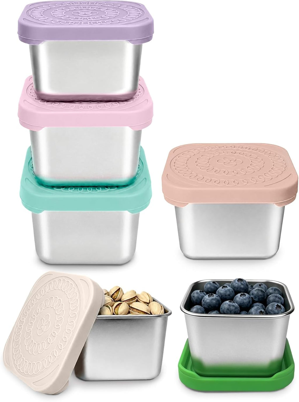 HTEVW 6 Pack Stainless Steel Snack Containers for Kids, 6 oz Food Container