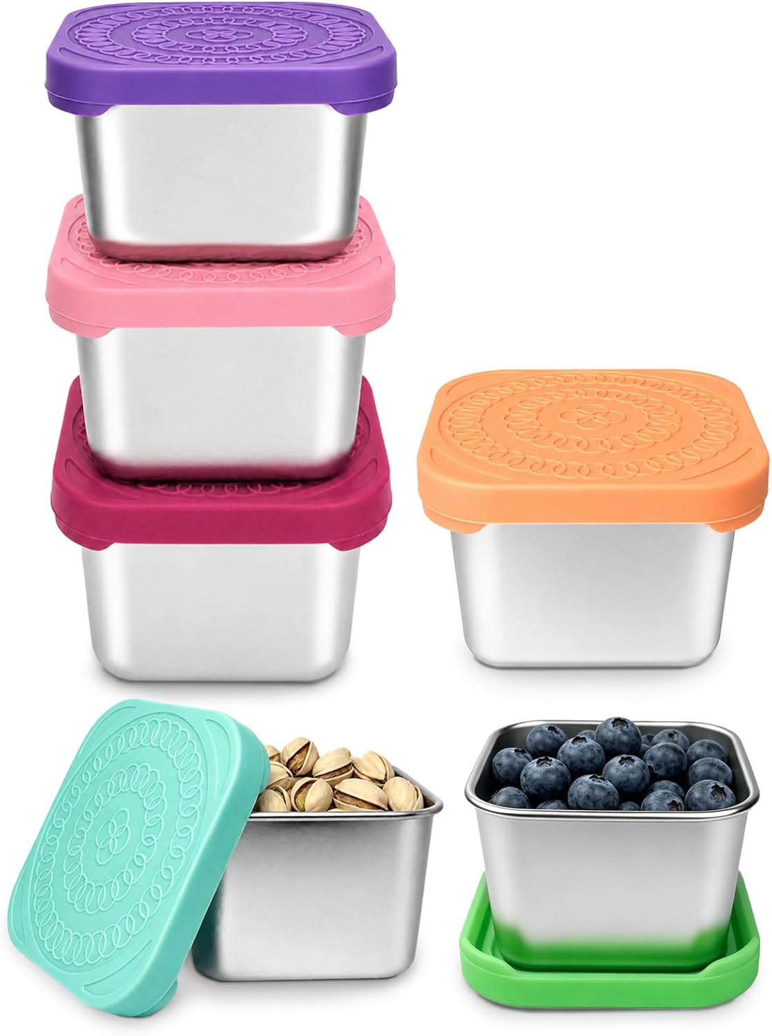 HTEVW 6 Pack Stainless Steel Snack Containers for Kids, 6 oz Food Container