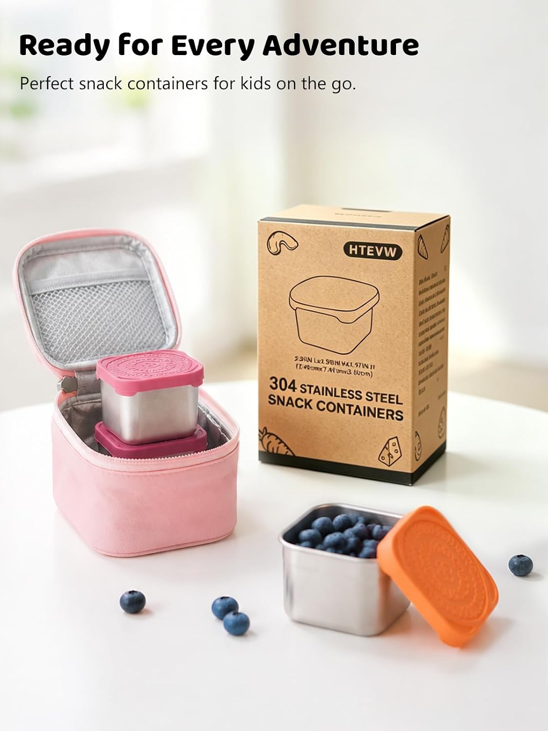 HTEVW 6 Pack Stainless Steel Snack Containers for Kids, 6 oz Food Container